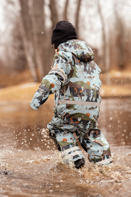 Lindberg Lekhyttan Fodrat Regnställ, Light Blue/Brown