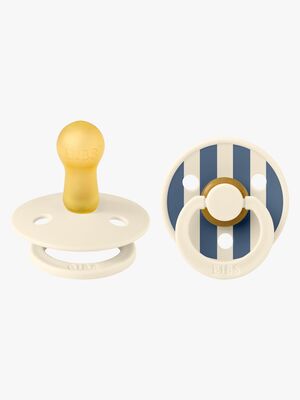 BIBS Studio Colour Napp 2-Pack Latex Stl 2 Rund, Pin/Ivory Steel Blue Mix