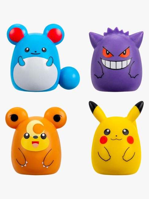 Squishmallows Squishalongs Pokémon Figurset Pikachu, Gengar, Teddiursa & Marill 4-Pack