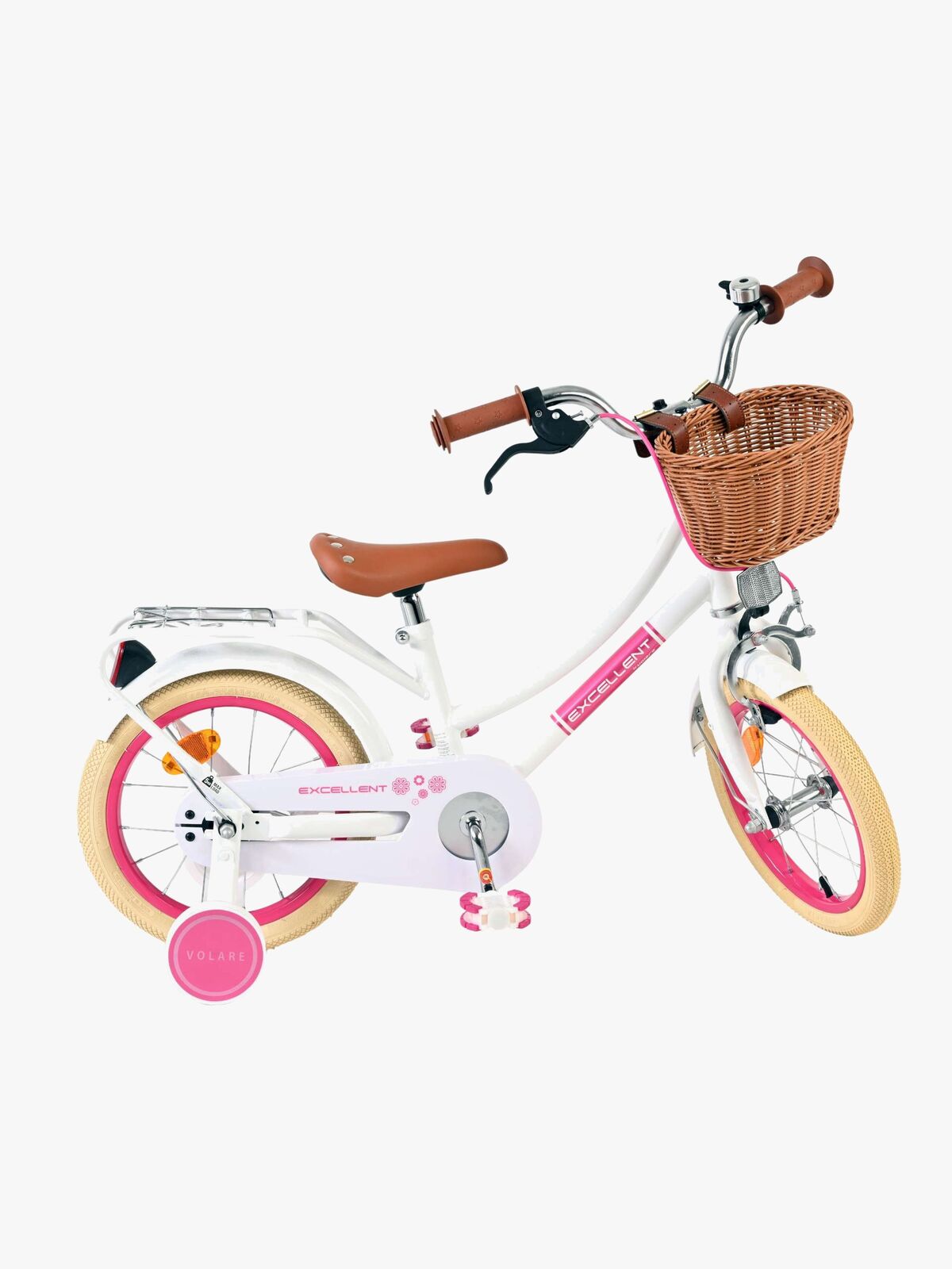 Volare Excellent Cykel med Korg 14 Tum, Vit