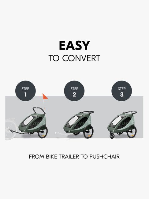 Hauck Dryk Duo Plus Cykelvagn, Dark Green