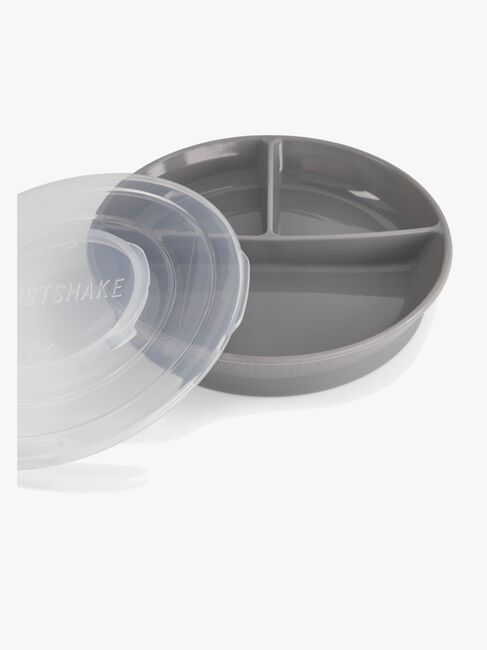 Twistshake Delad Tallrik med Lock, Grå