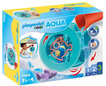 Playmobil 1.2.3 Aqua Water Wheel with Baby Shark Byggsats