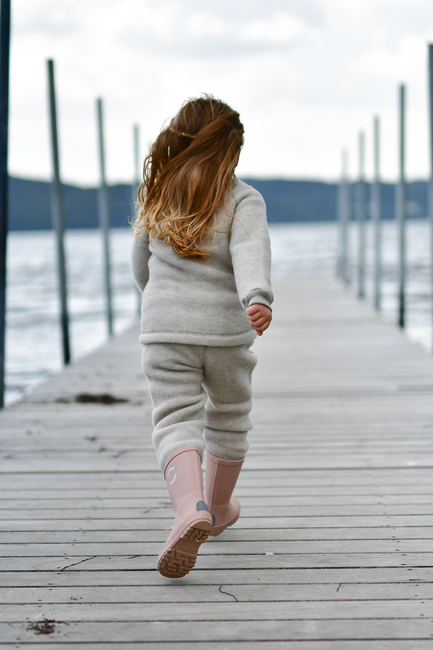 Mikk-Line Ullfleecebyxor Barn, Melange Offwhite