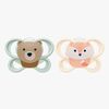 NUK Perfect Match Air Napp 2-Pack Stl 0, Fox/Bear