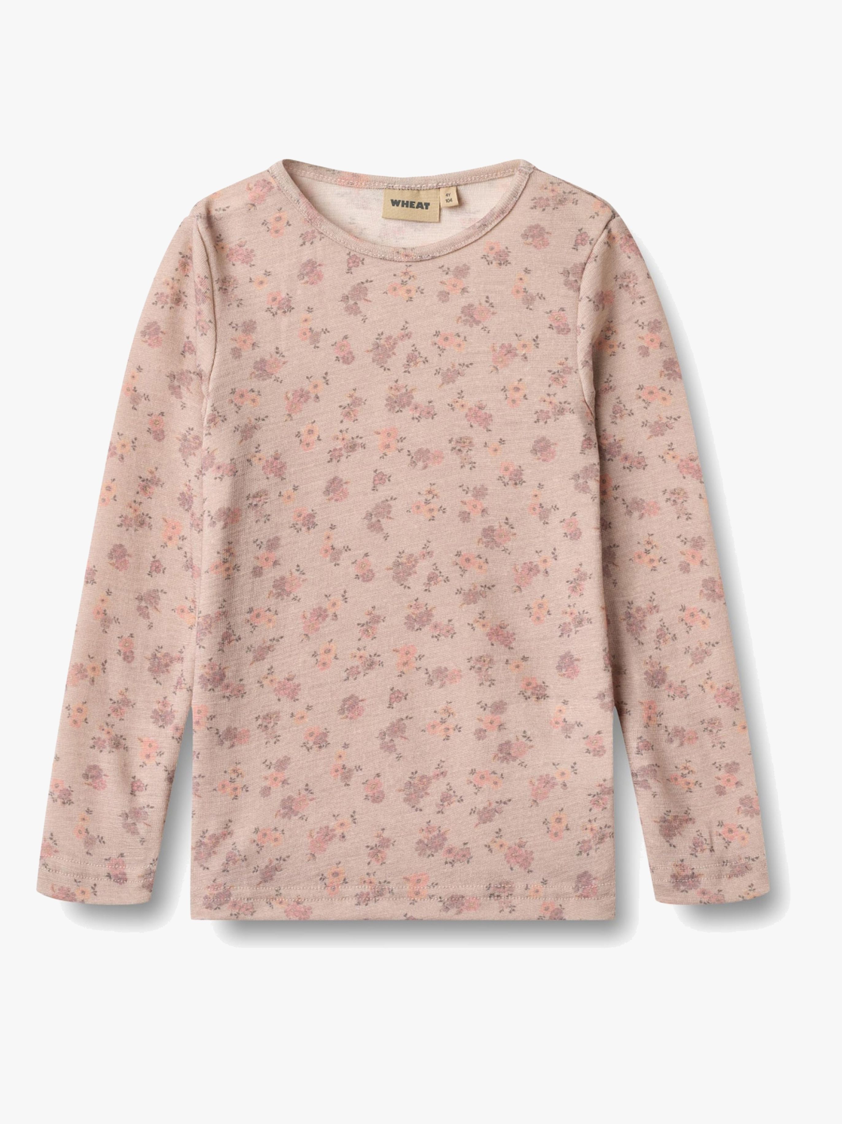 Wheat Alfie Långärmad Topp Merinoull, Lilac Flowers, 98