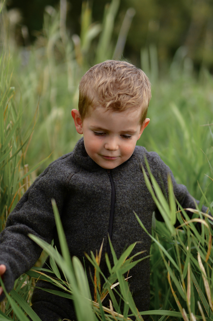 Mikk-Line Ullfleecejacka Baby, Dark Brown Melange