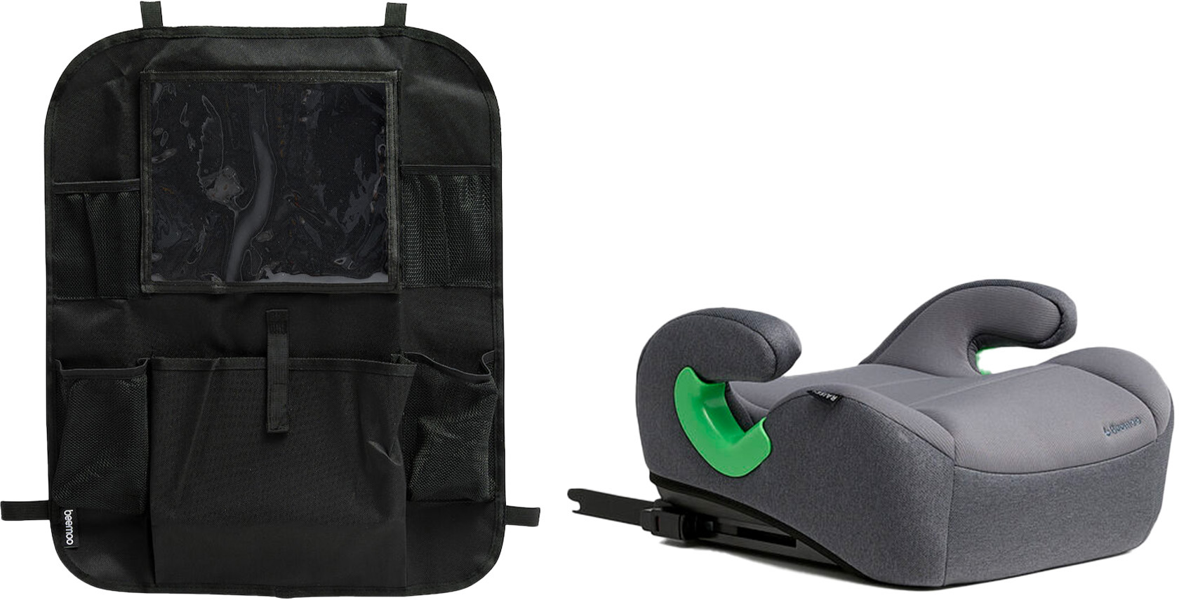 Beemoo Raise 2 i-Size Bälteskudde ISOFIX inkl. Beemoo Smart Organizer, Mineral Grey
