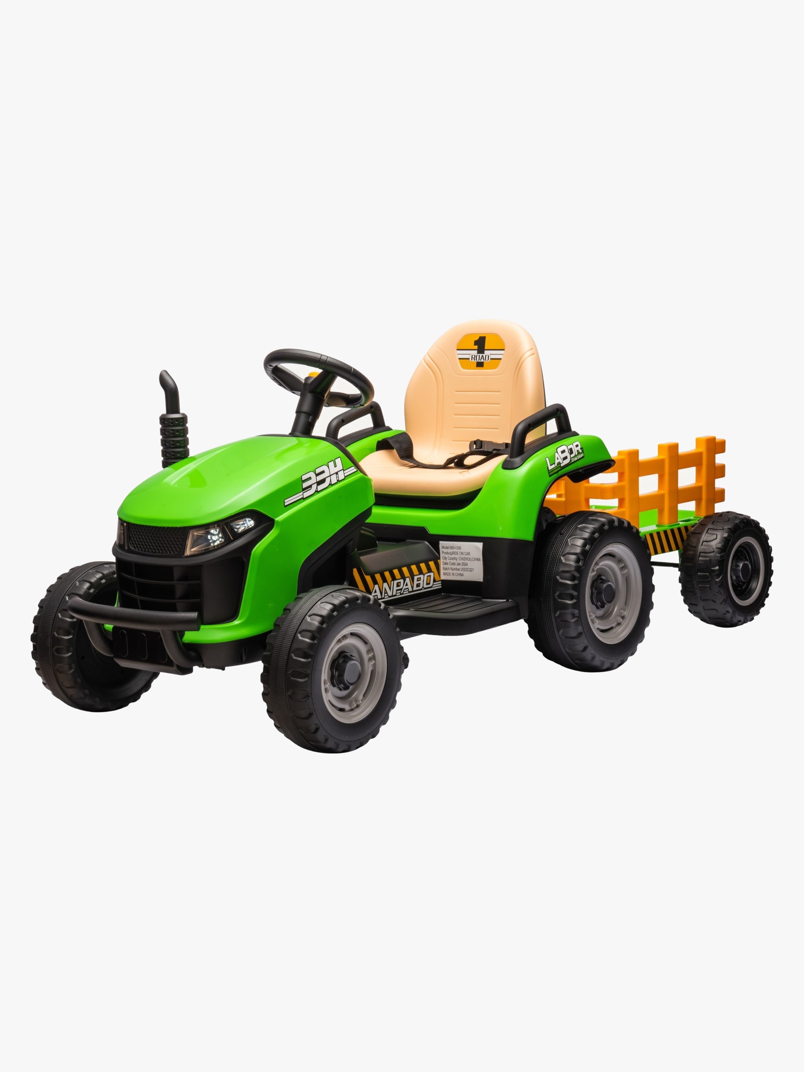 Alex's Garage Eltraktor med Släpvagn, Grön