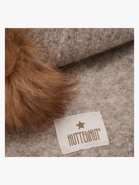 Huttelihut Balaklava Merinoull med Pompoms, Camel Melange