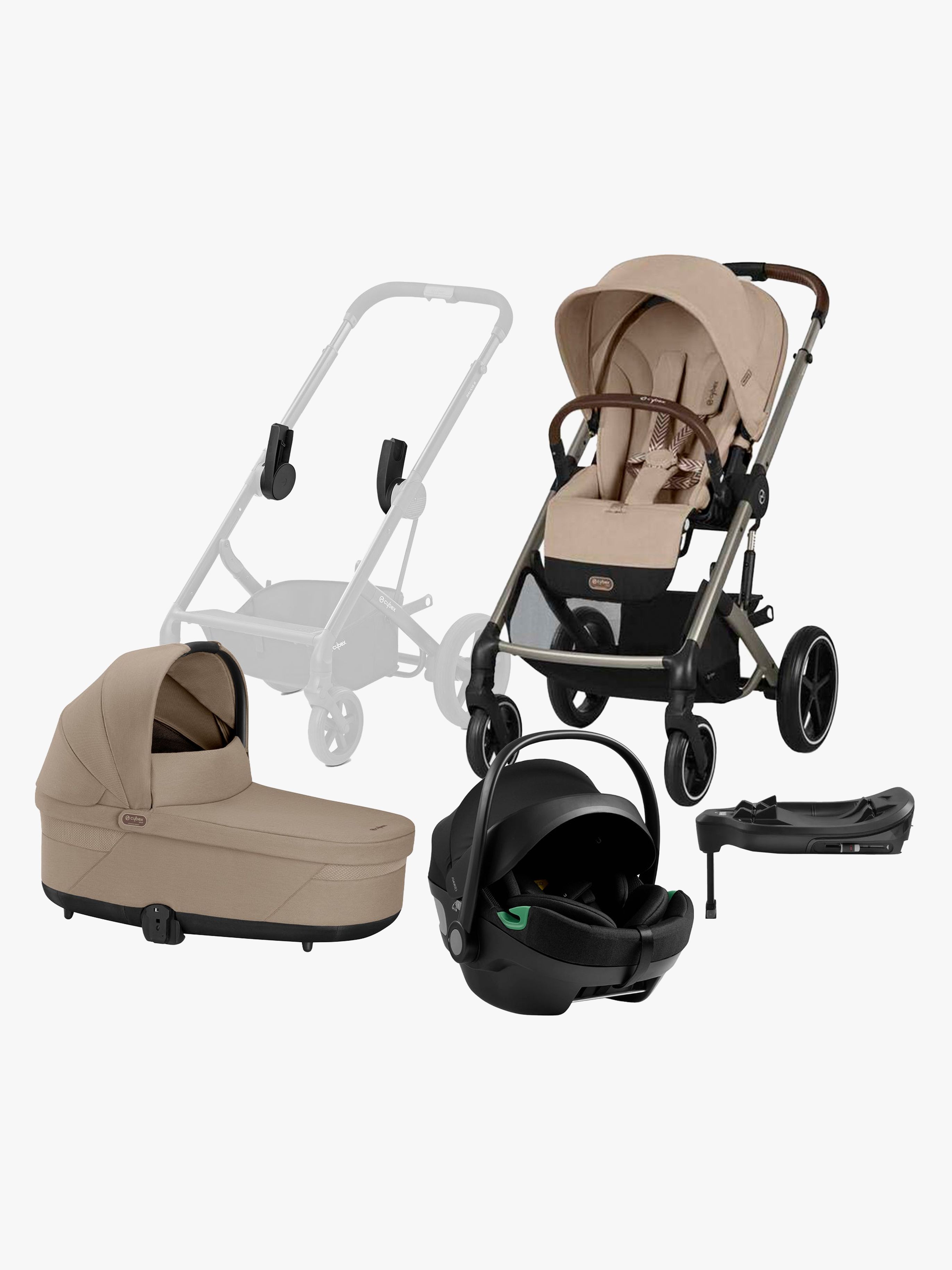 Cybex BALIOS S Lux Duovagn inkl. Axkid GOKID Babyskydd &  Bas, Almond Beige
