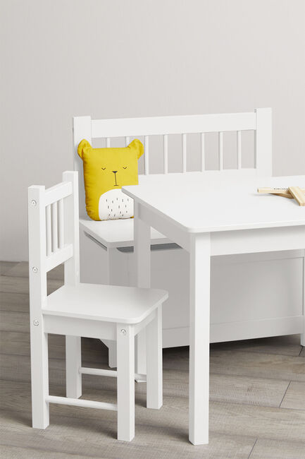 Alice & Fox LOVIS Bord och Stolar + Soffa med Förvaring, Vit