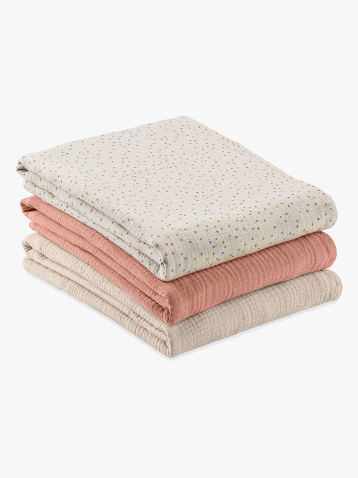 Hauck Cuddle N Clean Muslinfilt 3-Pack, Beige Dots/Cork/Beige