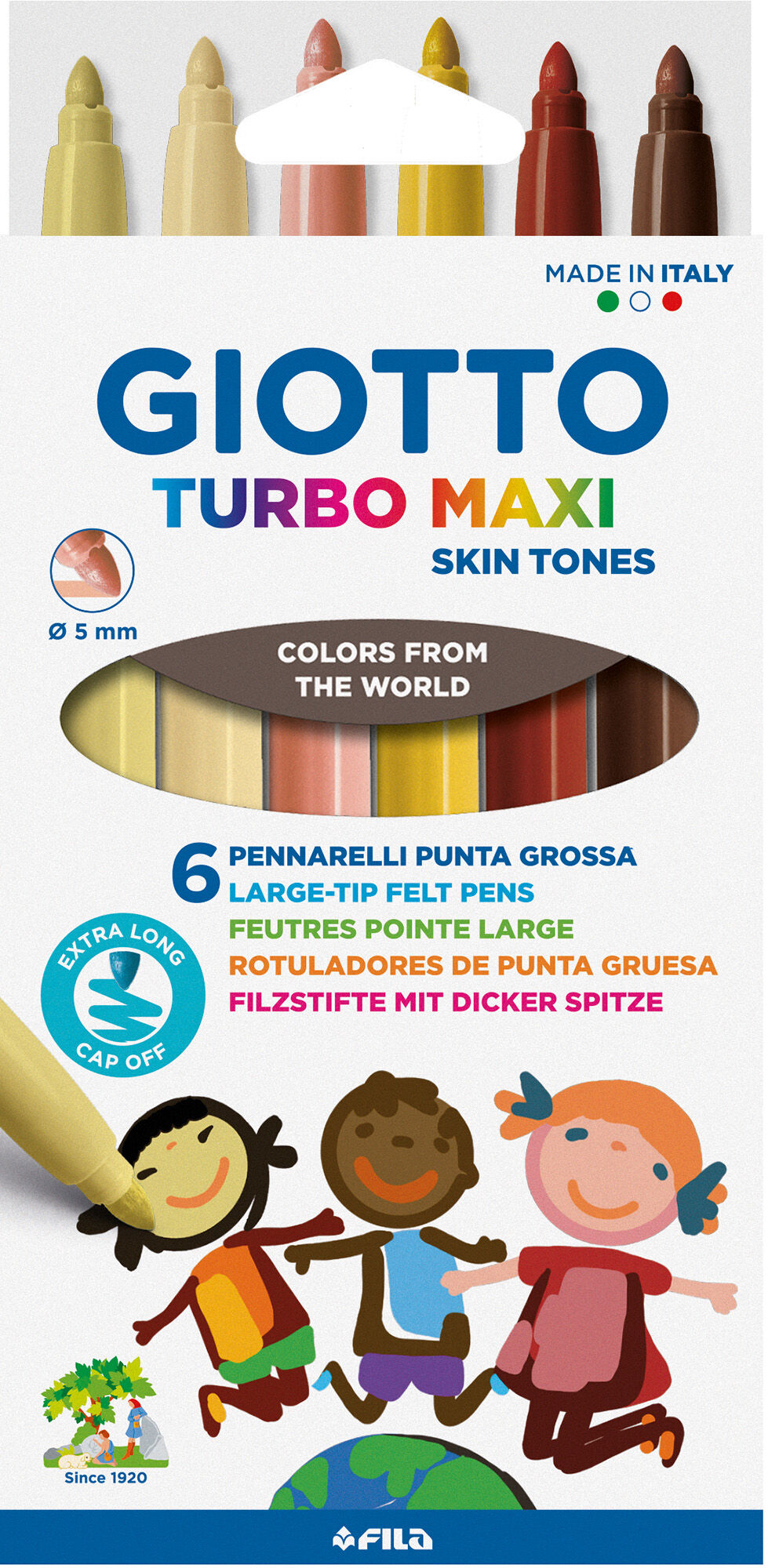 Giotto Turbo Maxi Skintone Tuschpennor 6-pack Flerfärgad