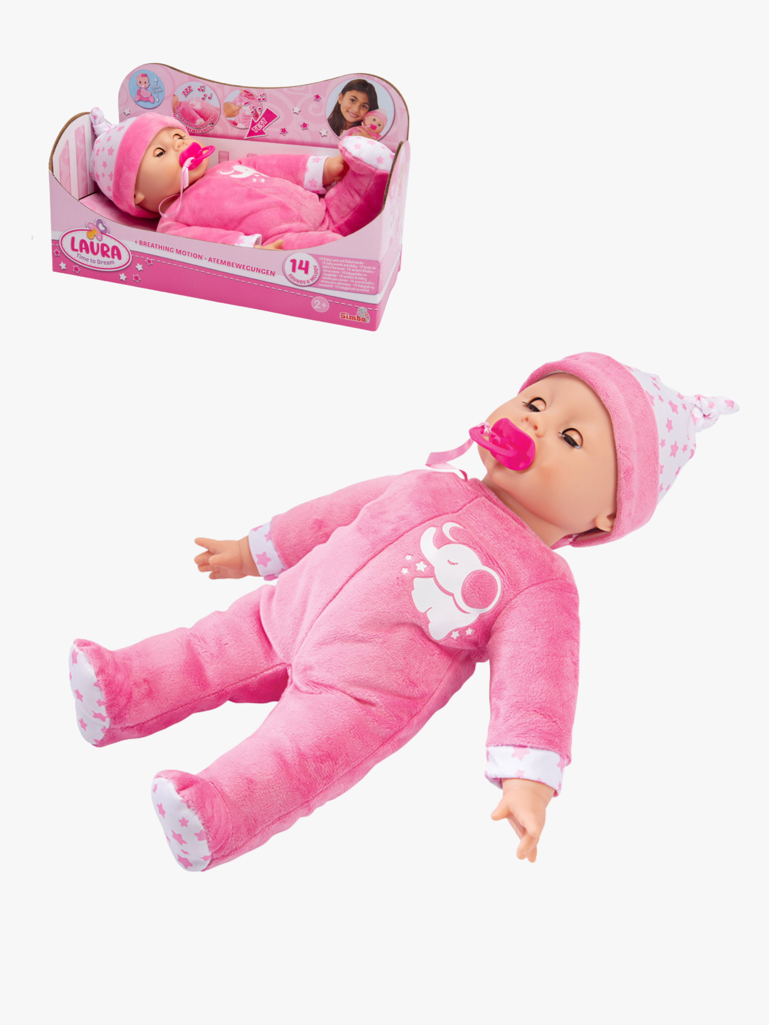 New Born Baby Docka med Andningsrörelse &  Ljud 38 cm