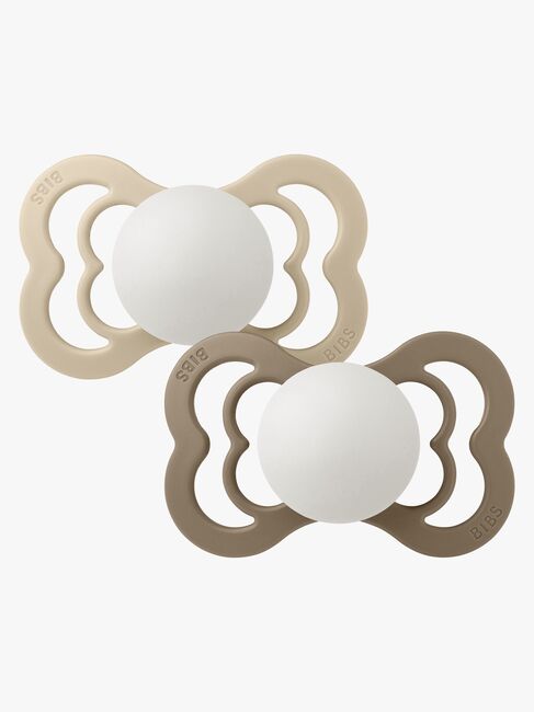 BIBS Supreme Napp 2-Pack Silikon Stl 2 Symmetrisk, Vanilla Glow/Dark Oak Glow