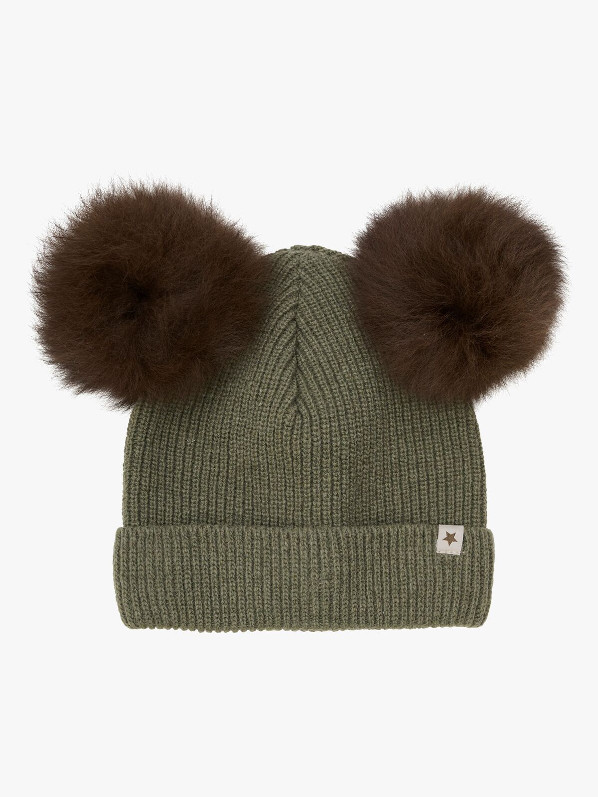 Huttelihut Mössa Merinoull med Pompoms Alpacka, Beetle