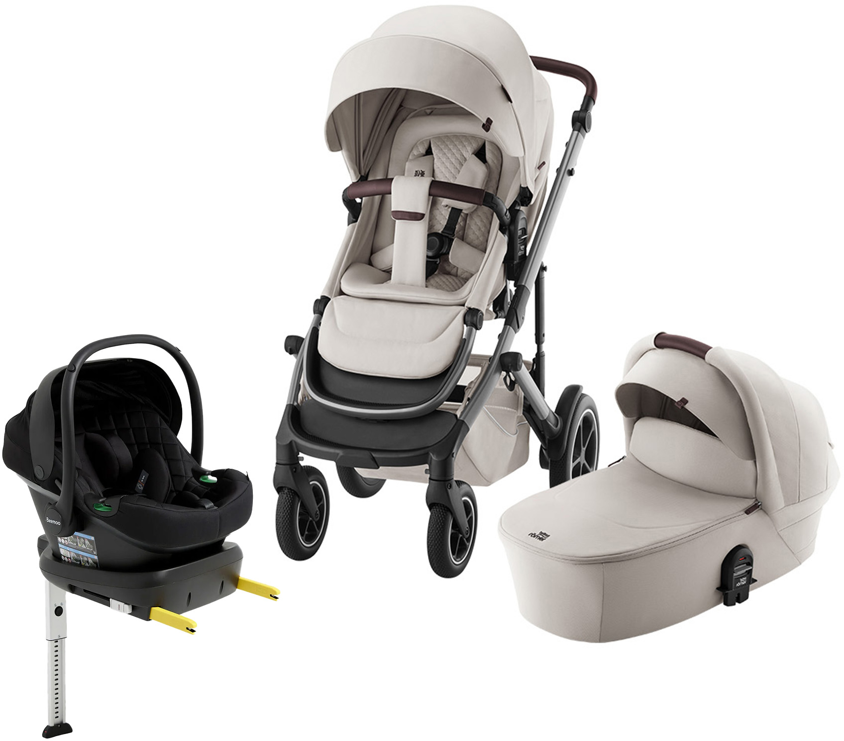 Britax Smile 5Z Duovagn inkl. Beemoo Route Babyskydd &  Bas Soft Taupe Lux/Black Stone
