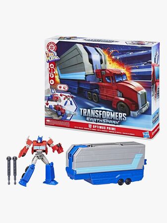 Transformers EarthSpark Optimus Prime-figur med Släp