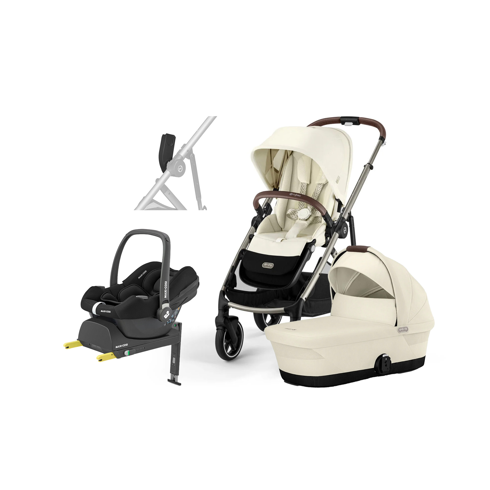 Cybex GAZELLE S Duovagn inkl. Maxi-Cosi CabrioFix &  Bas, Seashell Beige/Taupe
