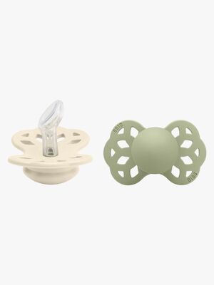 BIBS Infinity Smokker 2-pack Silikon Str 1 Anatomisk, Ivory/Sage