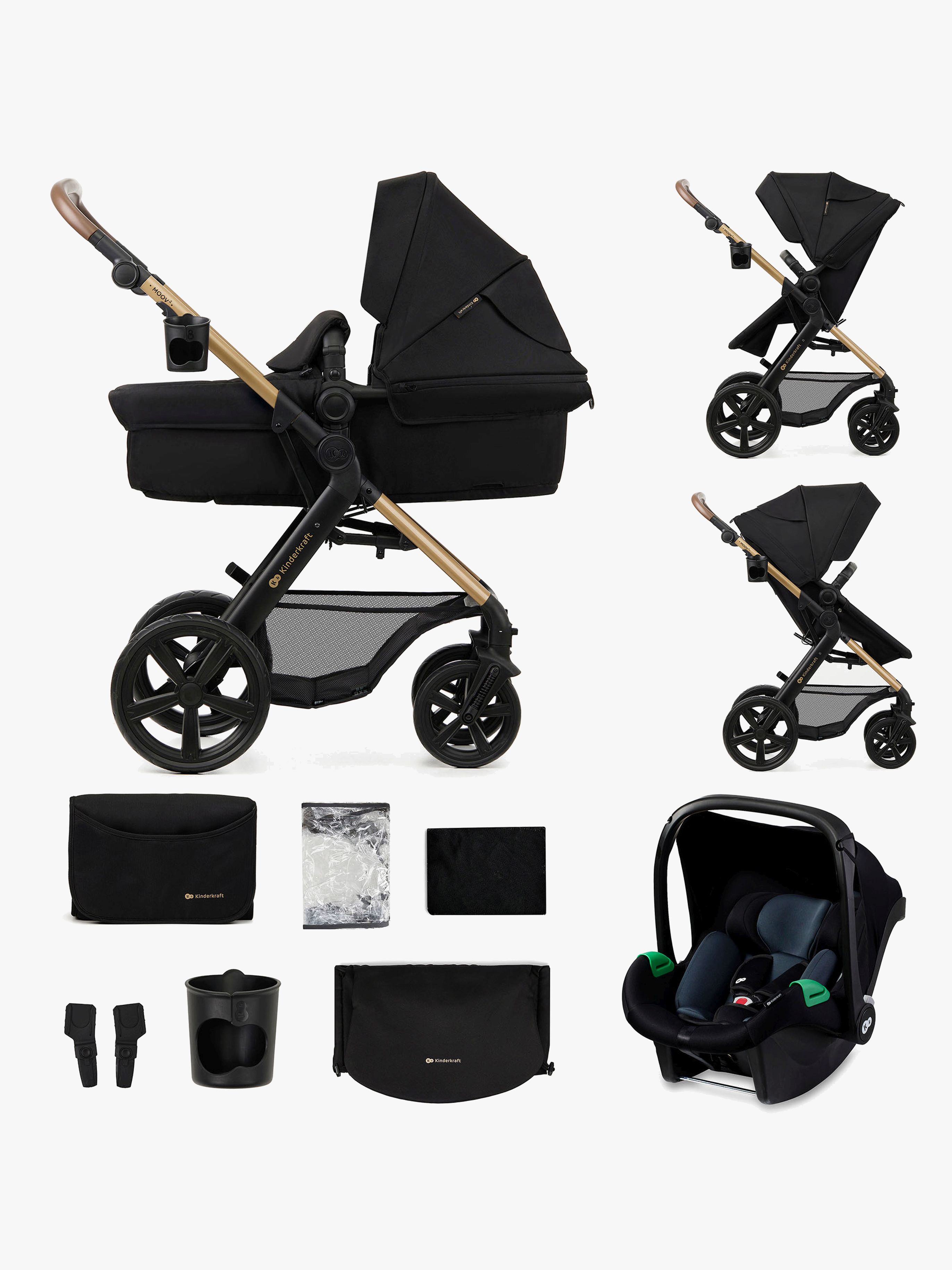 Kinderkraft MOOV 2 3-in-1 Kombivagn, Pure Black