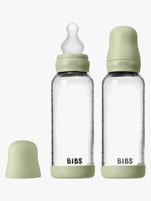 BIBS Medium Flow Glas Nappflaska Silikon 2-Pack 240 ml, Sage