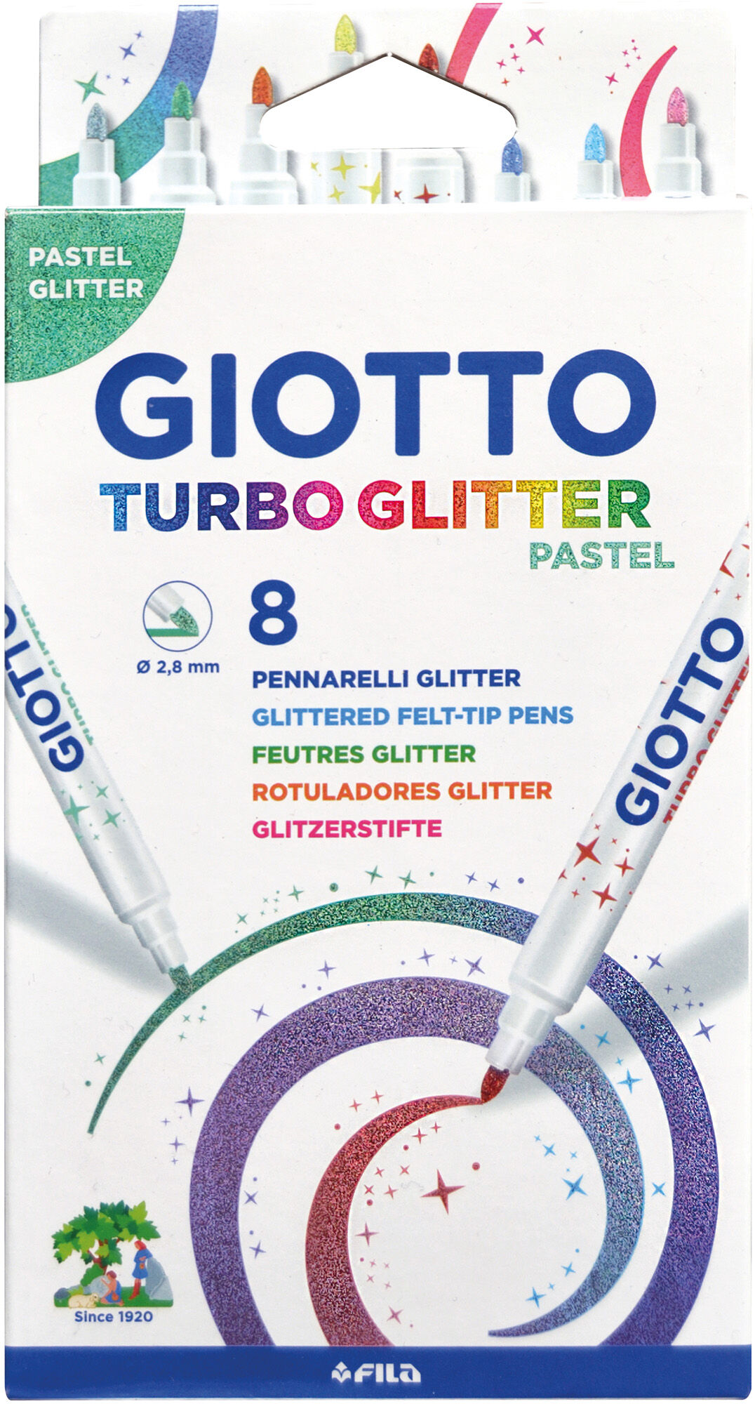 Giotto Turbo Glitter Pastel Tuschpenna 8-pack