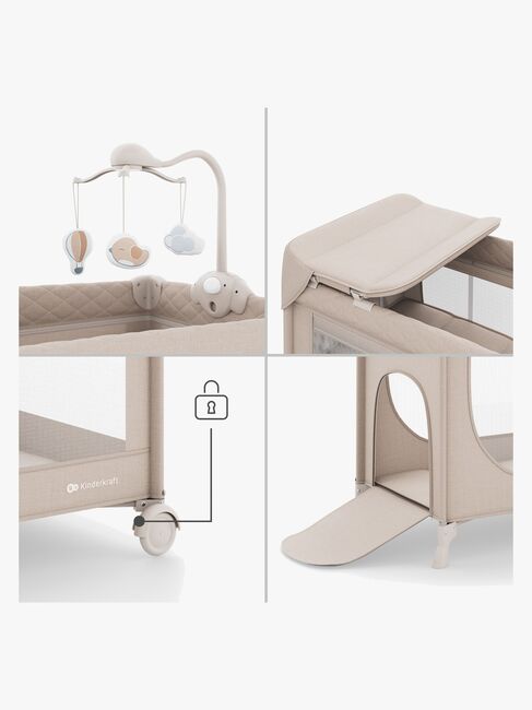 Kinderkraft LEODY UP Resesäng med Tillbehör, Beige