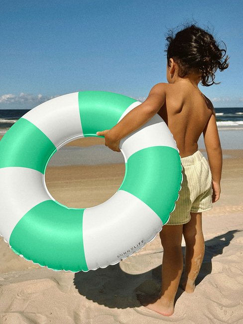 SUNNYLiFE Mini Badring, Pool Party Green Stripe
