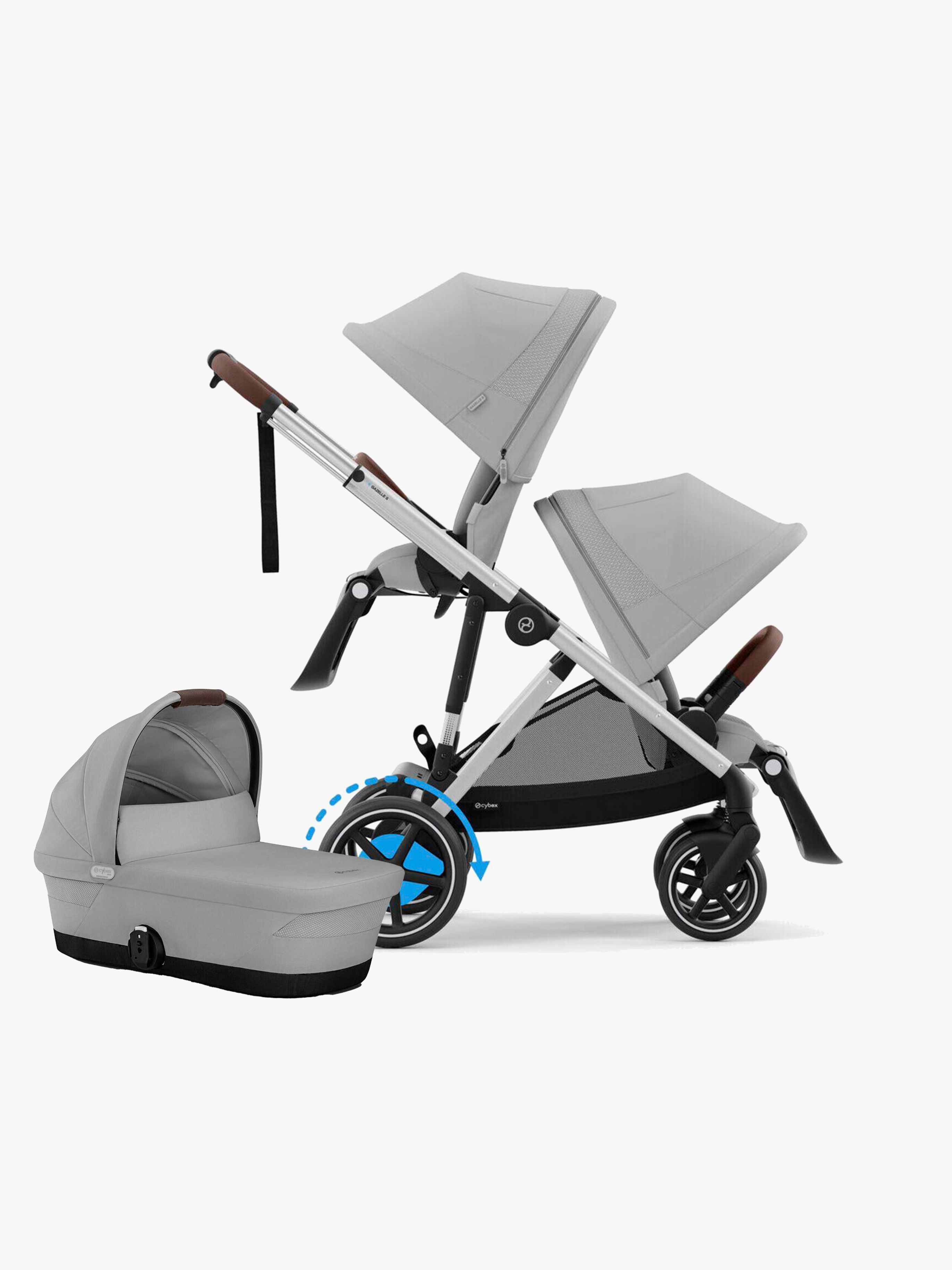 Cybex e-Gazelle S Syskonvagn inkl. Liggdel, Stone Grey/Silver