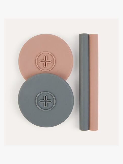 COGNIKIDS Sip Sugrör & Lock 2-pack, Slate Grey/Blush