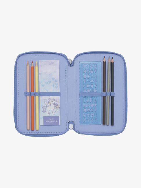 Beckmann Fylld Trippelpennfodral, Unicorn Princess Ice Blue