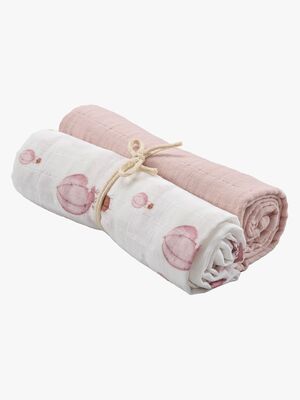 Borganäs Muslinfiltar Ballong 70x70 2-Pack, Rosa