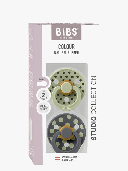 BIBS Studio Colour Polka Napp 2-Pack Latex Stl 2, Sage/Iron