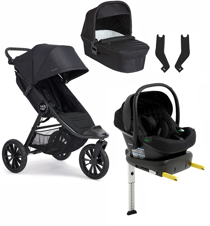 Baby Jogger City Elite 2 Duovagn inkl. Beemoo Route Babyskydd &  Bas Opulent Black/Black Stone