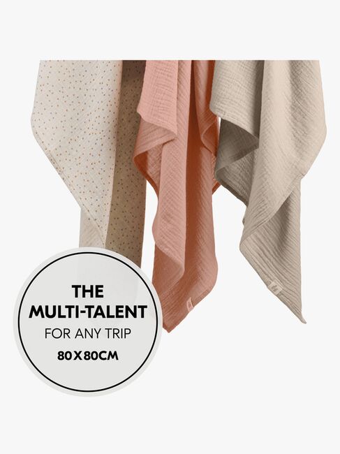 Hauck Cuddle N Clean Muslinfilt 3-Pack, Beige Dots/Cork/Beige