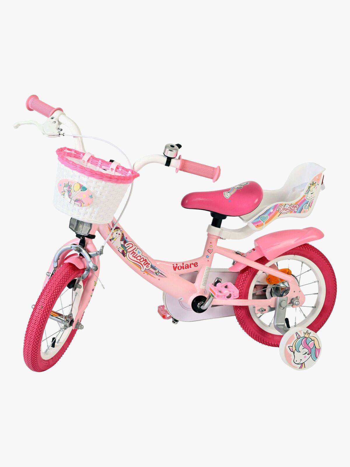 Volare Unicorn Cykel 12 Tum, Rosa