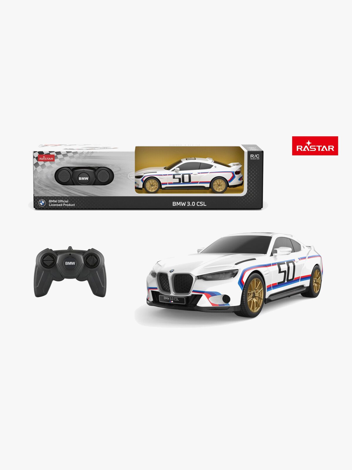 Rastar BMW 3.0 CSL Radiostyrd Bil 1:24, Vit