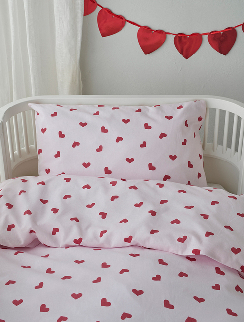 Borganäs Bäddset Spjälsäng Hjärtrud 2-delat 100x130, Rosa