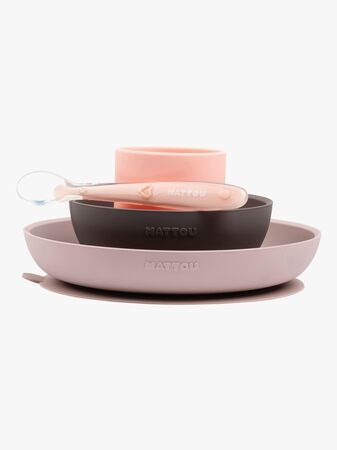 Nattou Soft Silicone Matset 4 delar, Rosa/Aubergine