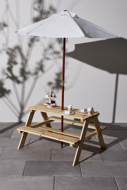 Woodlii Picknickbord med Parasoll, Trä