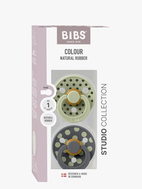 BIBS Studio Colour Polka Napp 2-Pack Latex Stl 1, Sage/Iron