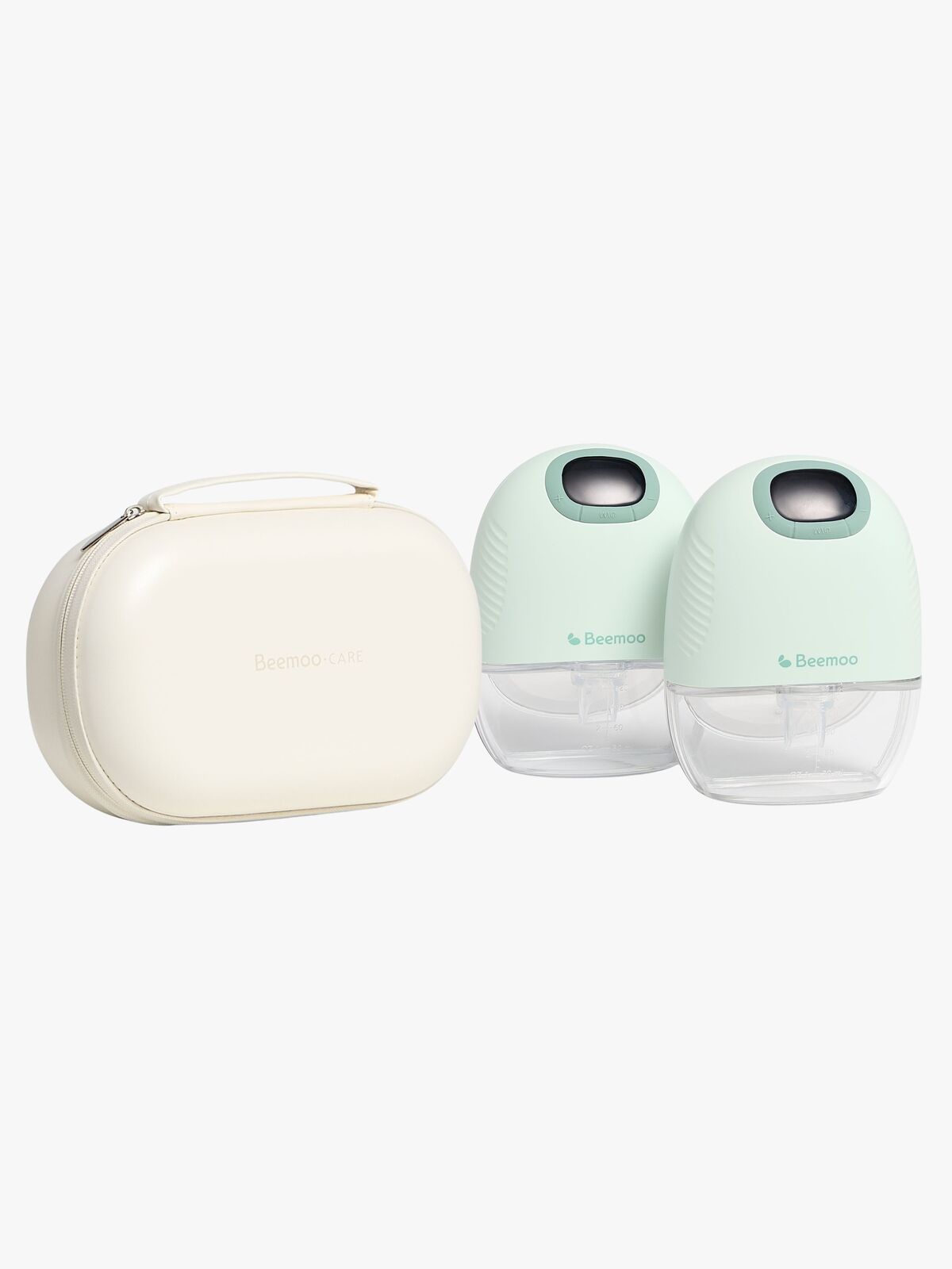 Beemoo CARE Wearable Slim Elektrisk Bröstpump Dubbel inkl. Förvaringsväska, Soft Green/White
