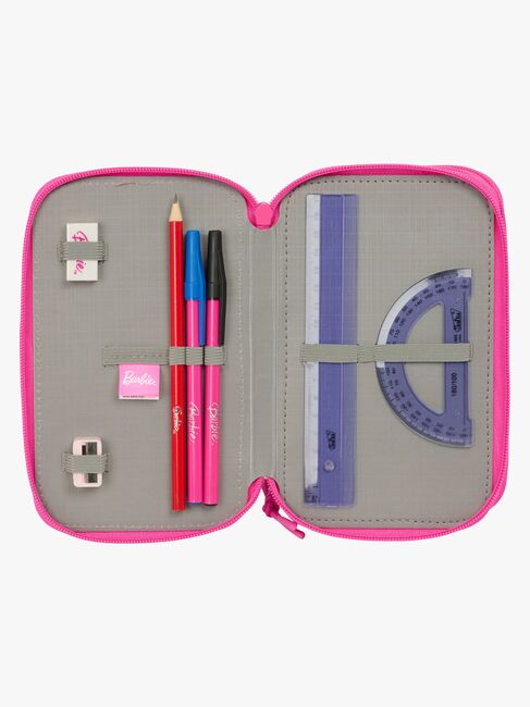 Barbie  Fyllt Trippelpennfodral 37 Delar, Blå/Rosa