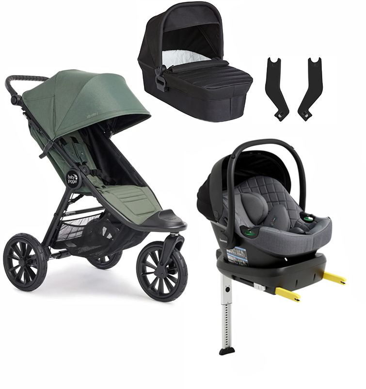 Baby Jogger City Elite 2 Duovagn inkl. Beemoo Route Babyskydd &  Bas Briar Green/Mineral Grey