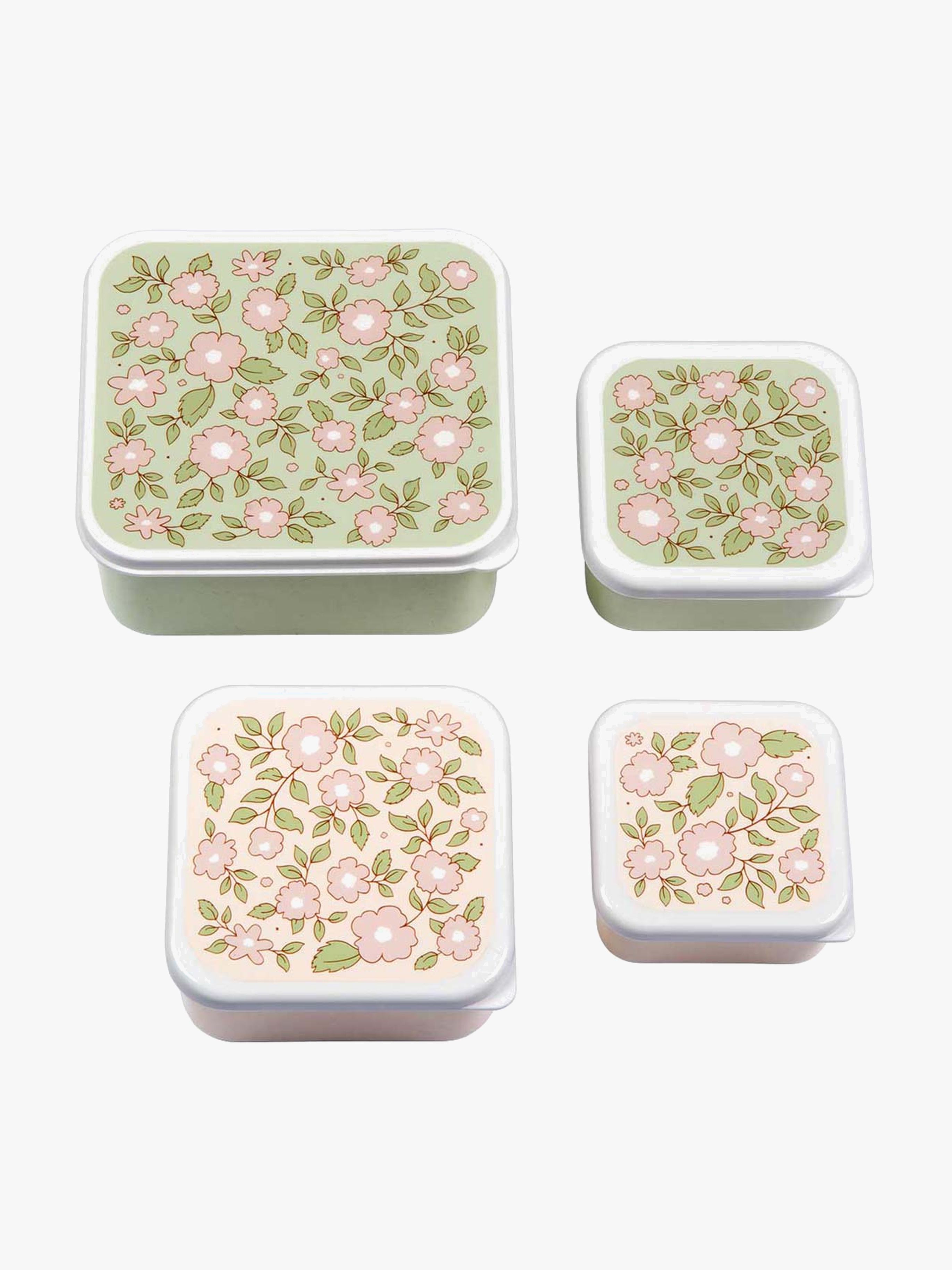 A Little Lovely Company Lunchboxset, Blomstrande salviagrön