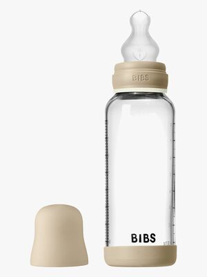 BIBS Medium Flow  Glas Sutteflaske Silikone 240 ml Rund, Vanilla GLOW