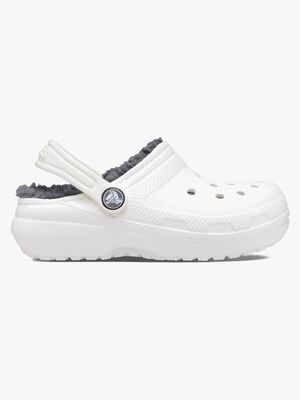 Crocs Classic Fodrade Tofflor, Vit/Grå