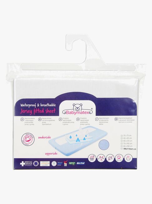 BabyMatex Hygienic Jersey Vattentätt Dra-på-lakan för Spjälsäng 40 x 90 cm, Ljusgrå